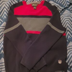 Eddie Bauer Men's Crewneck Sweater in Red, Gray, and Navy